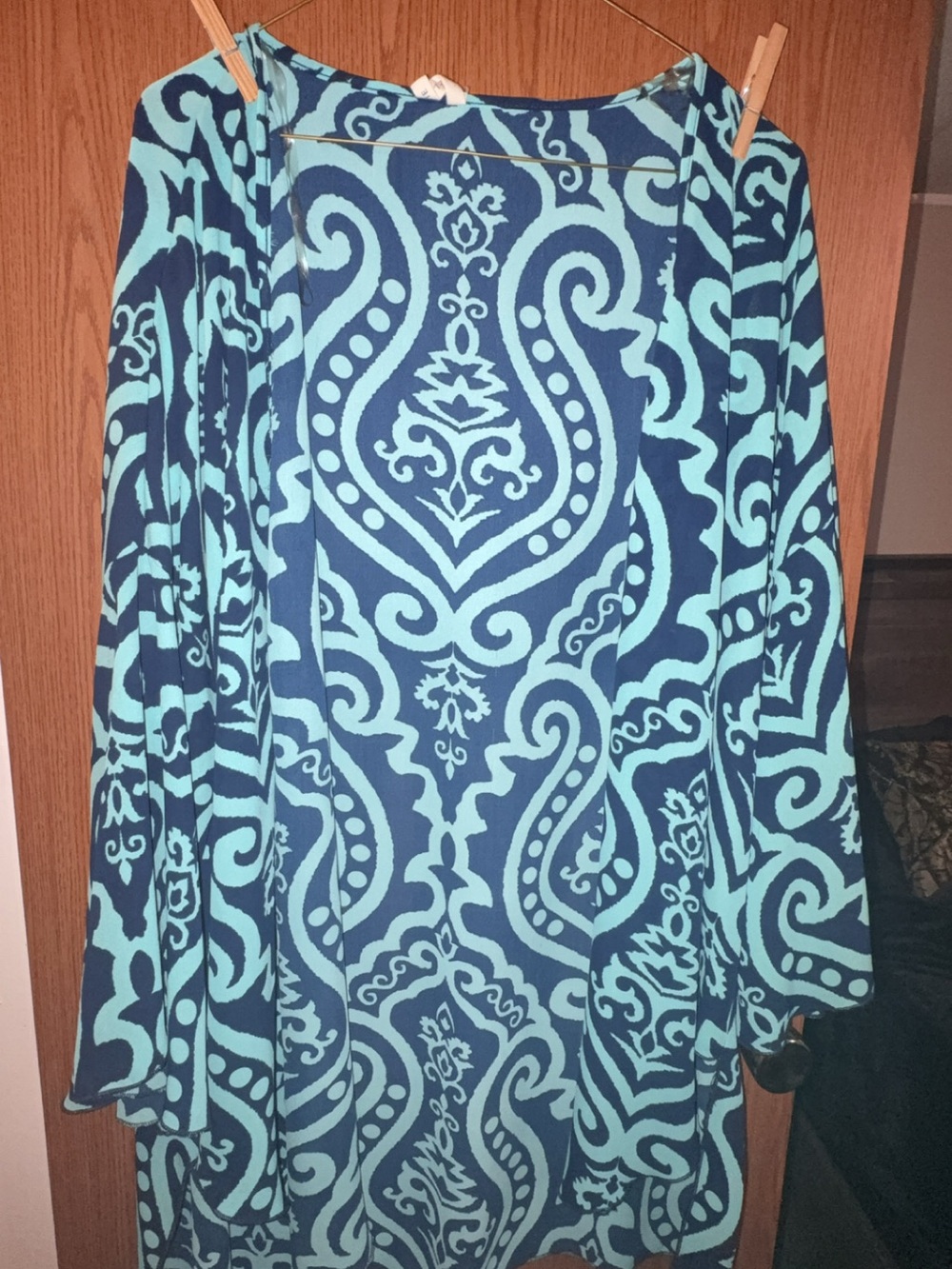 Women's Blue Patterned Kimono